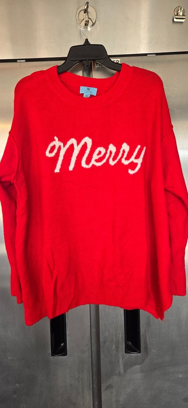 CeCe Merry Red Knit Sweater Christmas Holiday Size 1X